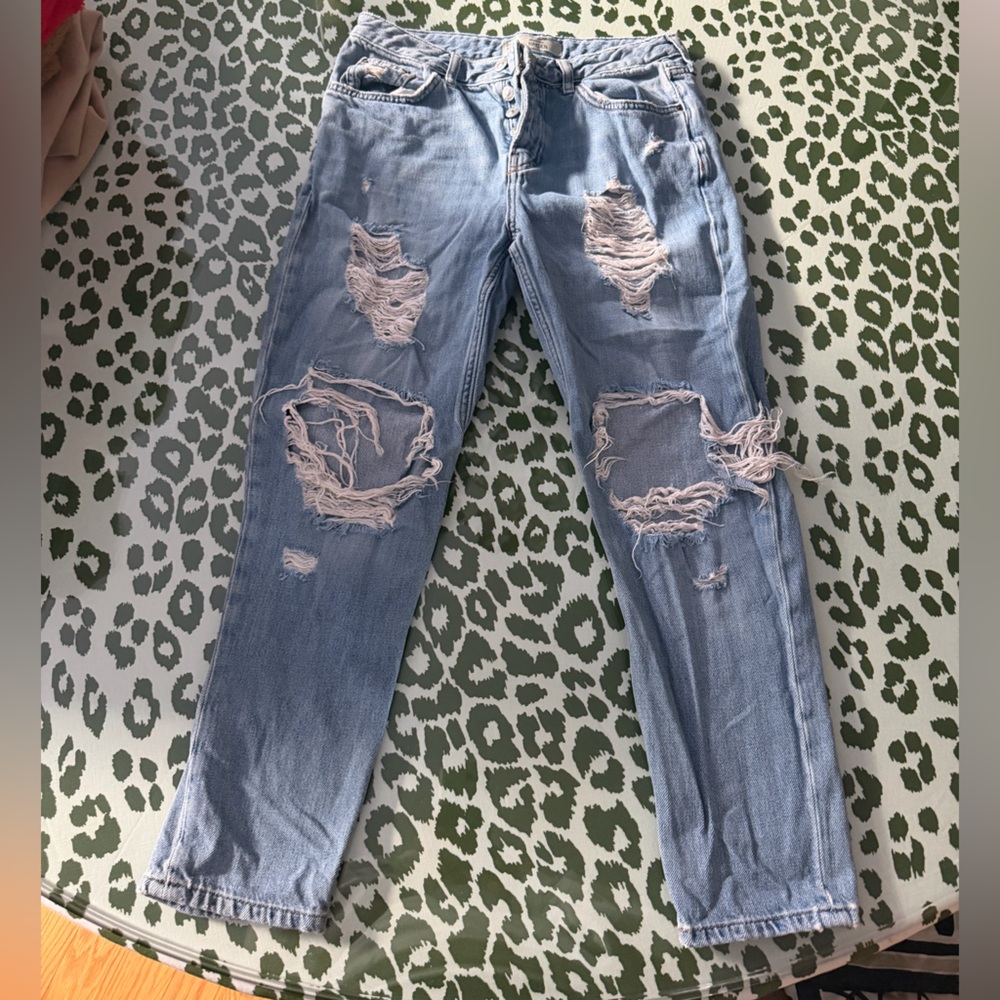 Topshop + MOTO Hayden Distressed Boyfriend Jeans - Womens 25 - Button Fly